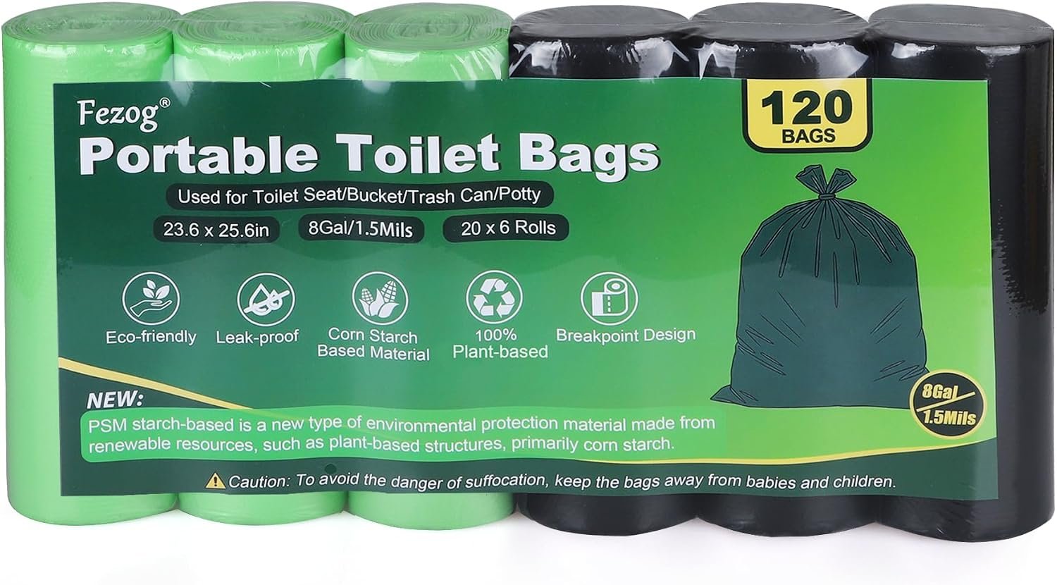 120 PACK 1.5 Mils Portable Toilet Bags, Gal Camping Toilet Bags for Portable Toilet, Portable Toilet Replacement Bags for Travel Outdoors, Leak-Proof Trash Bag for Camping Potty (Black-120PCS) 120 PACK 1.5 Mils Portable Toilet Bags, Gal Camping Toilet Bags for Portable Toilet, Portable Toilet Replacement Bags for Travel Outdoors, Leak-Proof Trash Bag for Camping Potty (Black-120PCS)