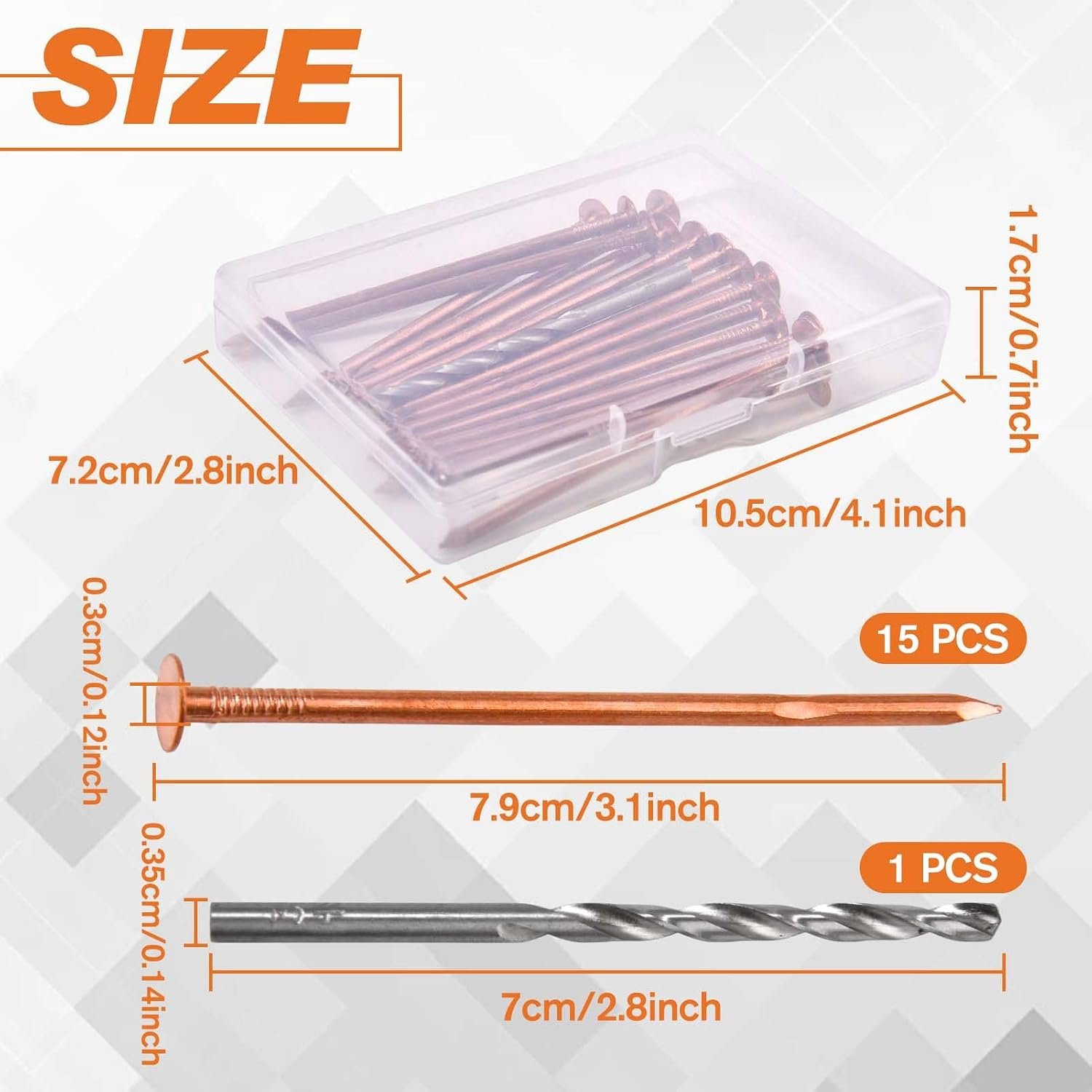 15 Pcs Copper Nails for Killing Trees Stumps Roots, 3.1 Pure Copper Nails Bulk with HSS Drill Bit and Storage Box, Heavy-Duty Stump Removal Spikes Hardware Nail for Landscaping Gardening 15 Pcs Copper Nails for Killing Trees Stumps Roots, 3.1 Pure Copper Nails Bulk with HSS Drill Bit and Storage Box, Heavy-Duty Stump Removal Spikes Hardware Nail for Landscaping Gardening