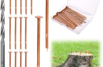 15 Pcs Copper Nails for Killing Trees Stumps & Roots, 3.1″ Pure Copper Nails Bulk with HSS Drill Bit and Storage Box, Heavy-Duty Stump Removal Spikes Hardware Nail for Landscaping & Gardening