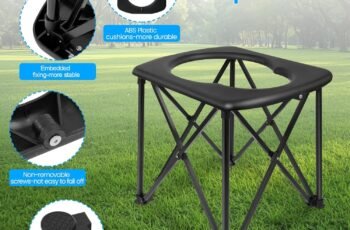 15.6” Portable Toilet for Camping, Ultralight Foldable Camping Toilet 2-Second Setup, 350LBS Portable Potty for Adults, Compact for Camping, Hiking, RV Travel, Trucker, Fishing, Beach, Outdoor Use