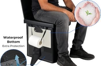 17.5″ Portable Toilet for Adults Camping (Storage Pouch Included)