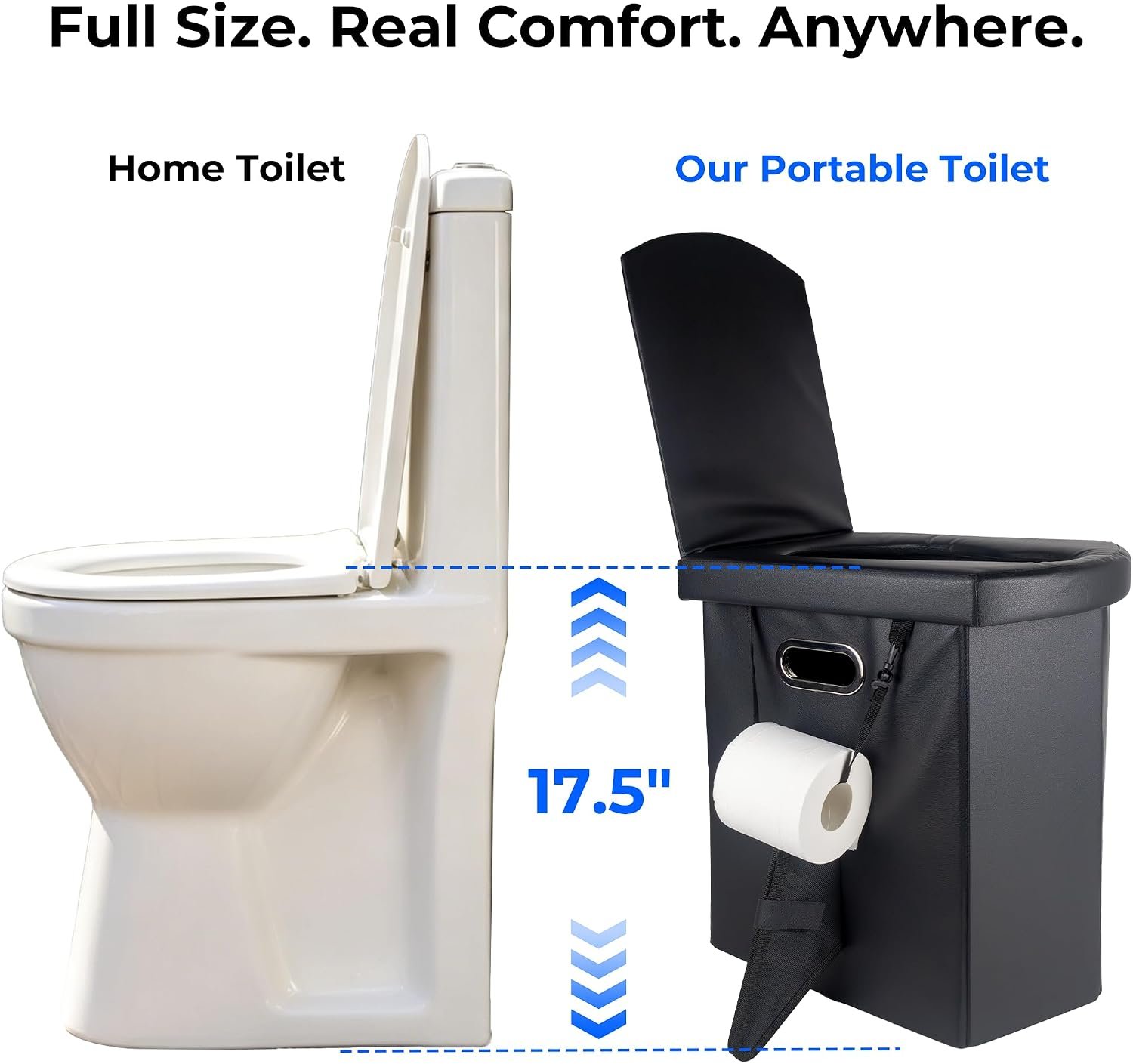 17.5 Portable Toilet for Adults Camping (Storage Pouch Included) 17.5 Portable Toilet for Adults Camping (Storage Pouch Included)