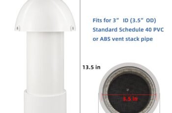 3 Inch Vent Stack Pipe Filter,Sewer Vent Filter Septic Tank Roof Vent Filters Cap for PVC Plastic Pipes Plumbing Air Exhaust,Vents Stack Filters Remove Outdoor Septic and Sewer Odors,with Mushroom Cap