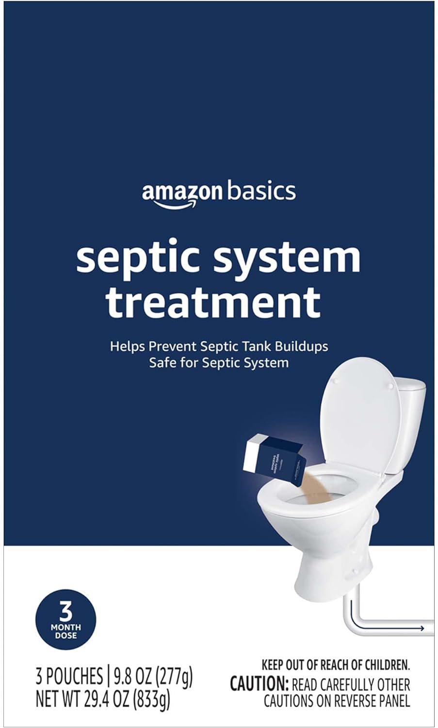 Amazon Basics Septic Treatment, 3 Month Supply of Powder, 3 Count, 29.4 oz (Pack of 1)