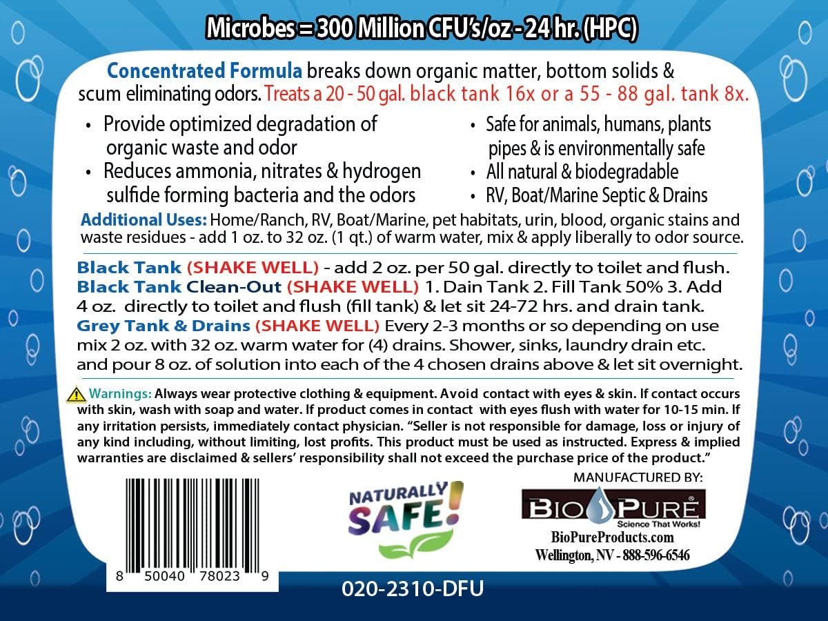 Bio Pure RV Black Tank/Septic Drain Restore & Maintain 32 oz. Review