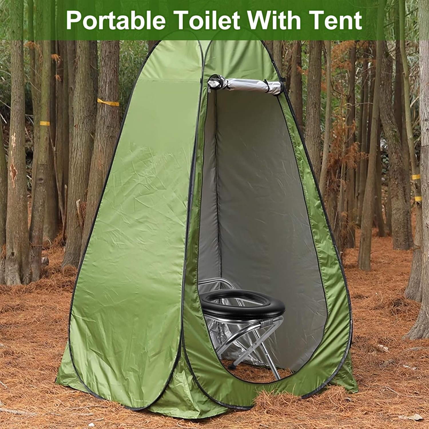 BLIKA Portable Toilet for Camping  Travel - 300LBS Weight Capacity, Folding Toilet with Removable Plastic Ring and Bags