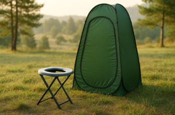 Camping Toilet with Pop-Up Privacy Tent and Liquid Waste Gel, Portable Toilet for Camping with Large Tent, Ergonomic Potty Provides Enhanced Comfort, Suitable for All Ages