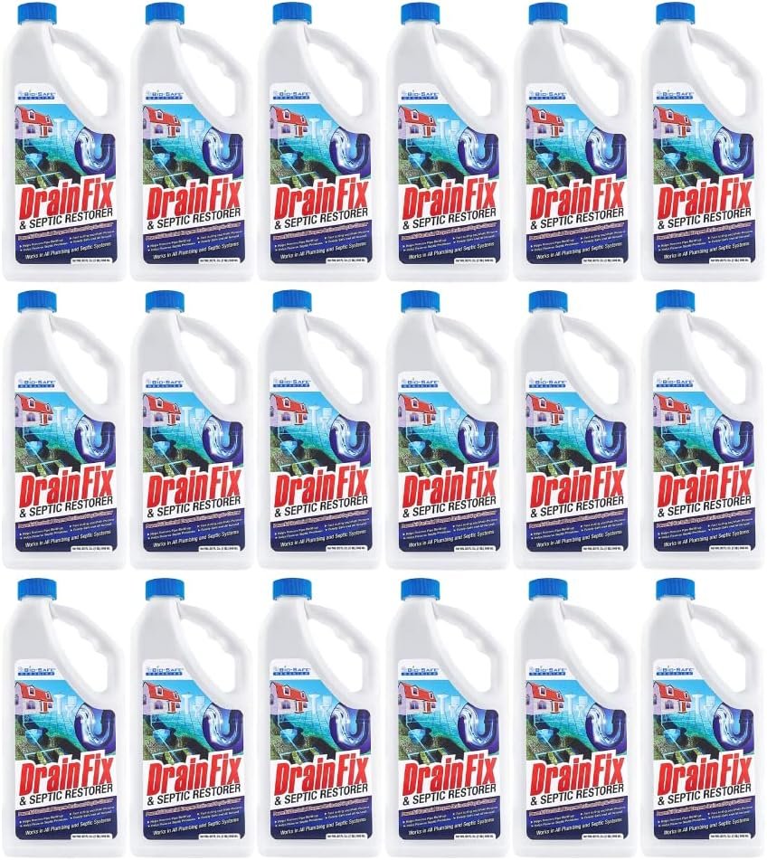 DrainFix  Septic Restorer - 32 fl oz.- Patented Bac Enzyme Exxon Valdez Septic Tank Treatment Septic Problem Rescue Drainfield Restoration Drain Cleaner - Eliminates All Septic  Drain Problems…