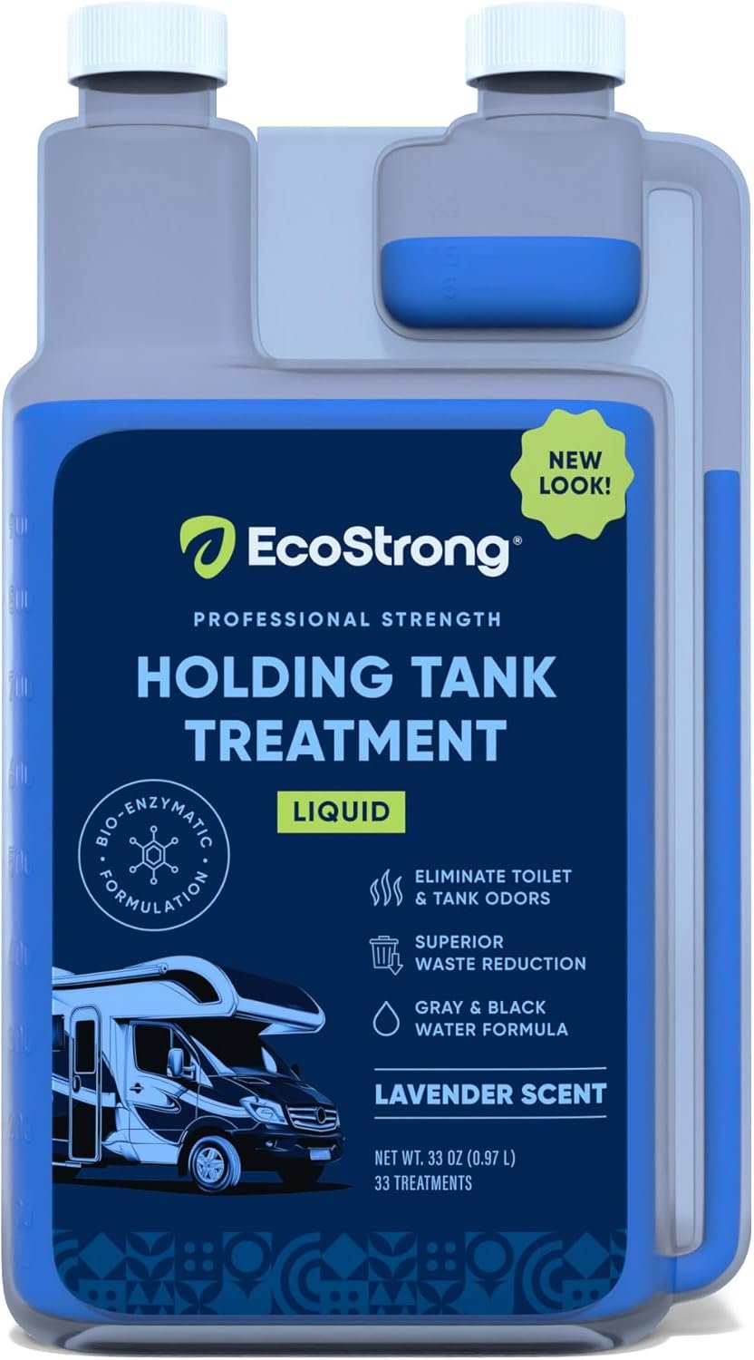 Eco Strong RV Toilet Treatment | RV Black Tank Treatment | RV Holding Tank Digestor, Odor Eliminator, and Cleaner | Perfect for Campers, RVs, Boats, 33 Treatments, Lavender