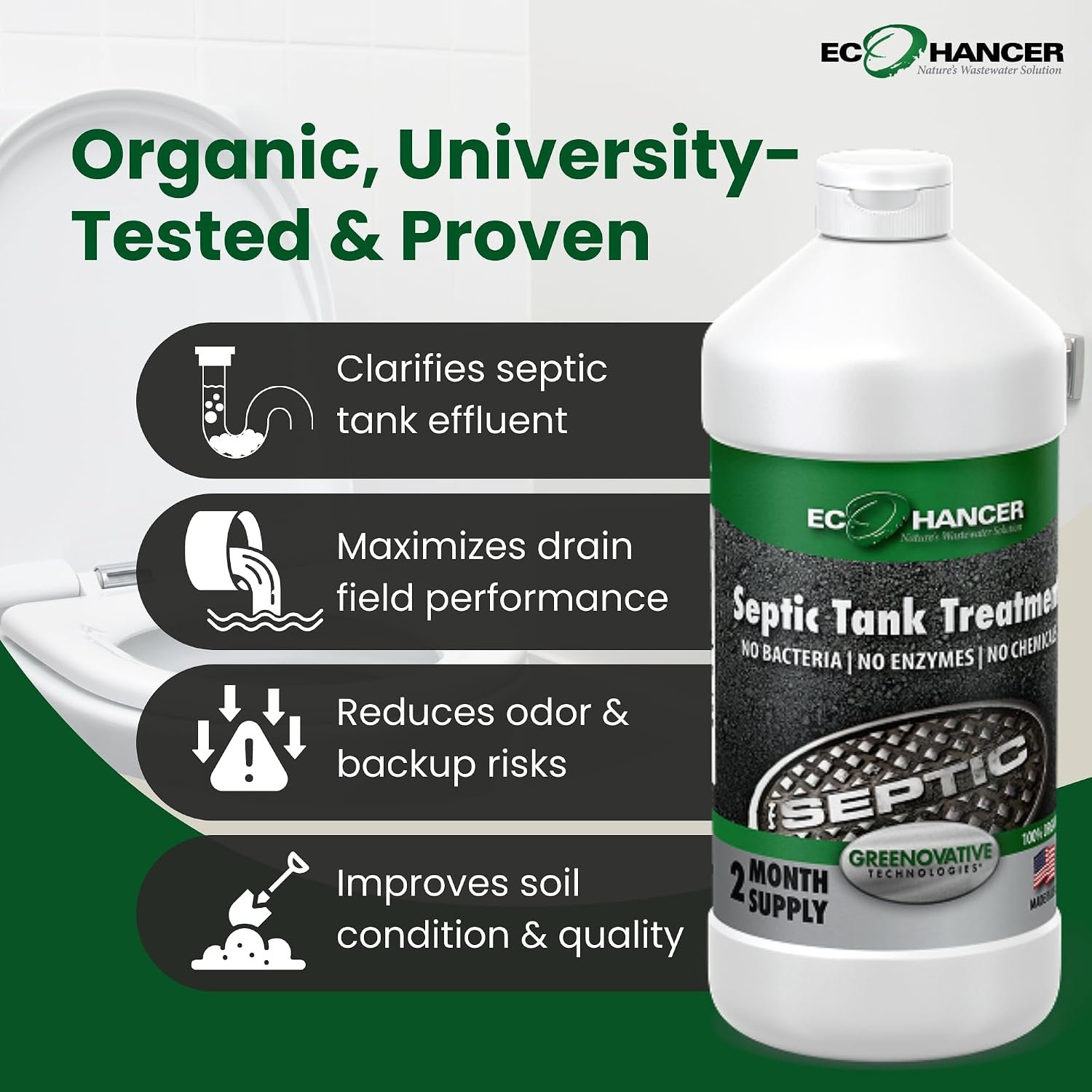 EcoHancer Organic Septic Tank Treatment Drain Field Cleaner | Made in USA EcoHancer Organic Septic Tank Treatment Drain Field Cleaner | Made in USA