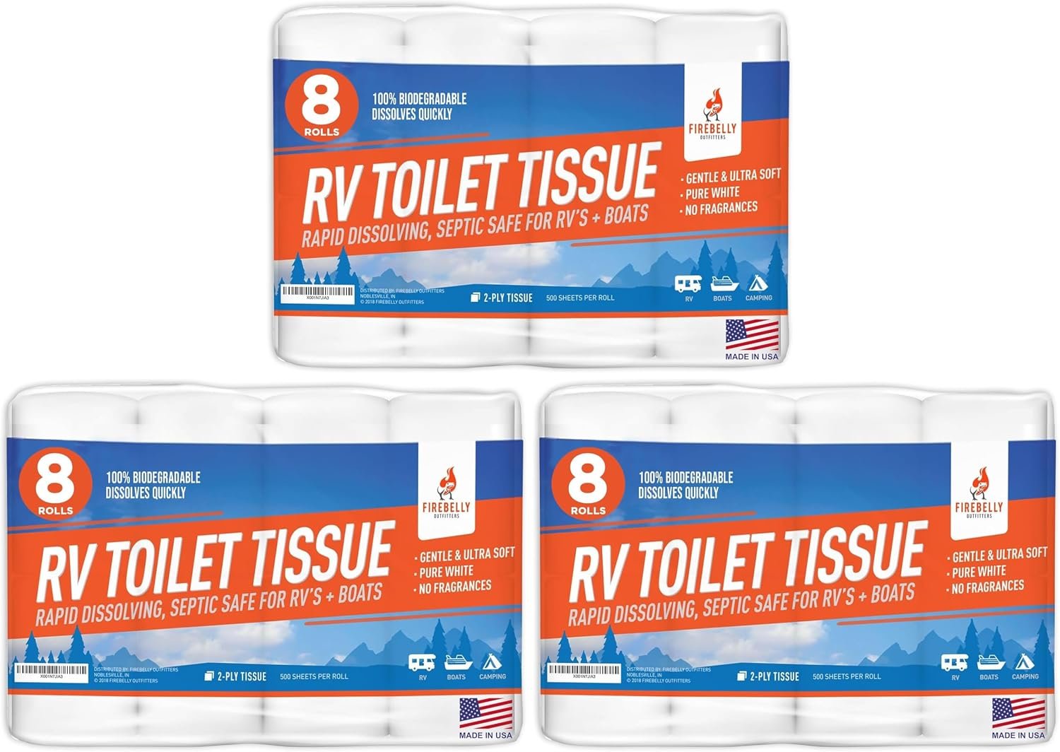 Firebelly Outfitters RV Toilet Paper, Camper, Marine, Septic Tank Safe 2Ply Firebelly Outfitters RV Toilet Paper, Camper, Marine, Septic Tank Safe 2Ply