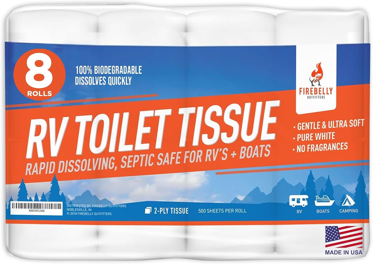 Firebelly Outfitters RV Toilet Paper, Camper, Marine, Septic Tank Safe 2Ply Firebelly Outfitters RV Toilet Paper, Camper, Marine, Septic Tank Safe 2Ply