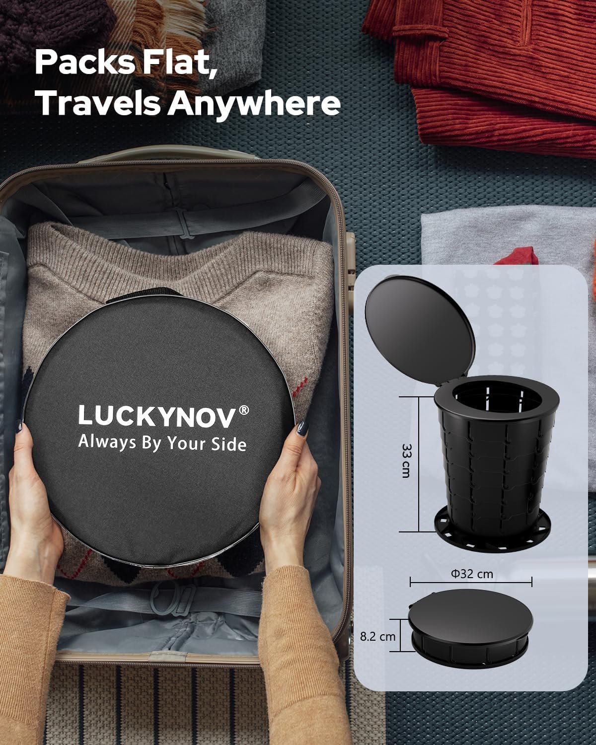 Height Adjustable Portable Folding Toilet for Camping, Adults Kids, lbs Capacity | Compact Travel Toilet with Lid, Waste Bags Gel Packs | Outdoor, RV, Hiking, Emergency Potty Height Adjustable Portable Folding Toilet for Camping, Adults Kids, lbs Capacity | Compact Travel Toilet with Lid, Waste Bags Gel Packs | Outdoor, RV, Hiking, Emergency Potty
