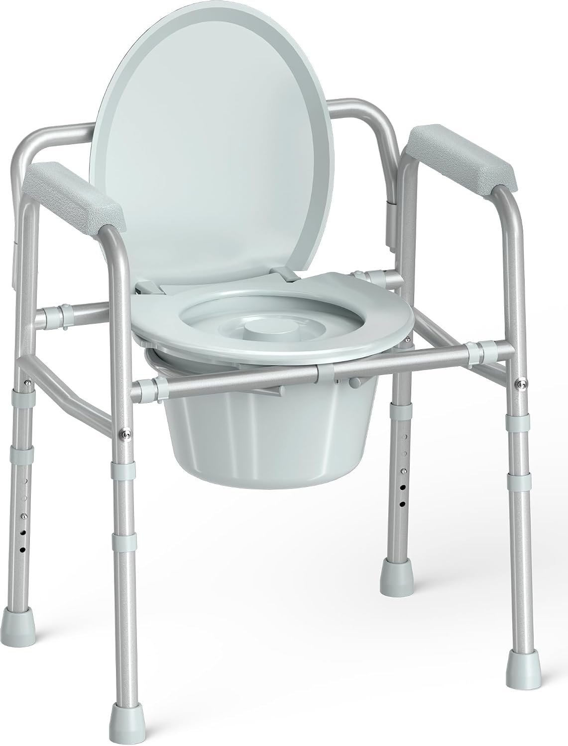 HOMLAND 3-in-1 Bedside Commode Toilet with Sturdy Dual-Crossbar, 350lb HOMLAND 3-in-1 Bedside Commode Toilet with Sturdy Dual-Crossbar, 350lb