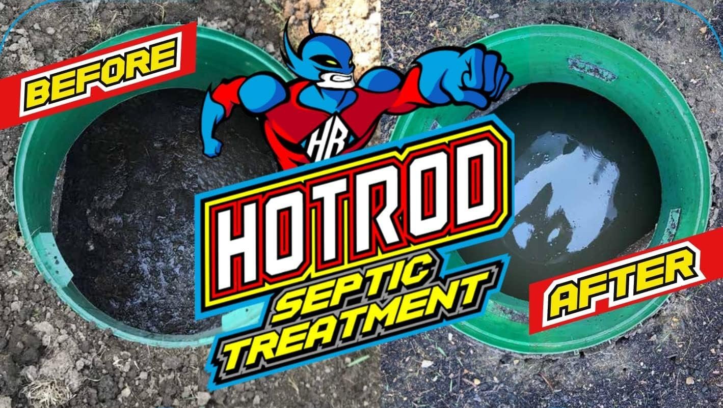 HOTROD Septic  Drainfield Treatment - Reduces Solids in Tank and Leach Field- Extends Septic System Life and Prevents Costly Repairs - Industrial Grade - Easy to Use - Safe on Piping and Plumbing - 1 Gallon