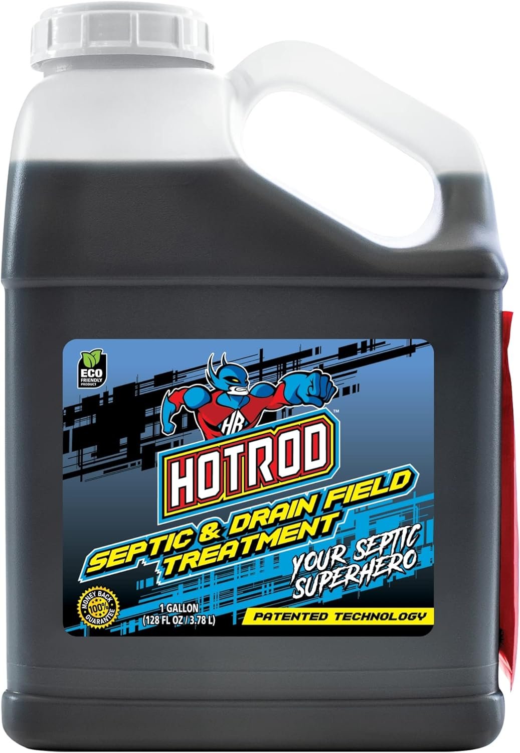 HOTROD Septic  Drainfield Treatment - Reduces Solids in Tank and Leach Field- Extends Septic System Life and Prevents Costly Repairs - Industrial Grade - Easy to Use - Safe on Piping and Plumbing - 1 Gallon
