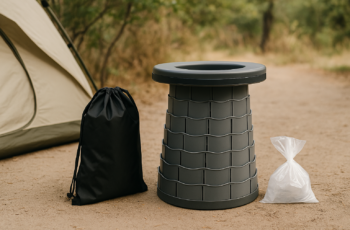 Imodomio Retractable Portable Toilet Camping Toilet – Adjustable Height Camp Toilet Portable Potty for Camping, Car, Travel, Boat, Beach, Tent and Emergency Use