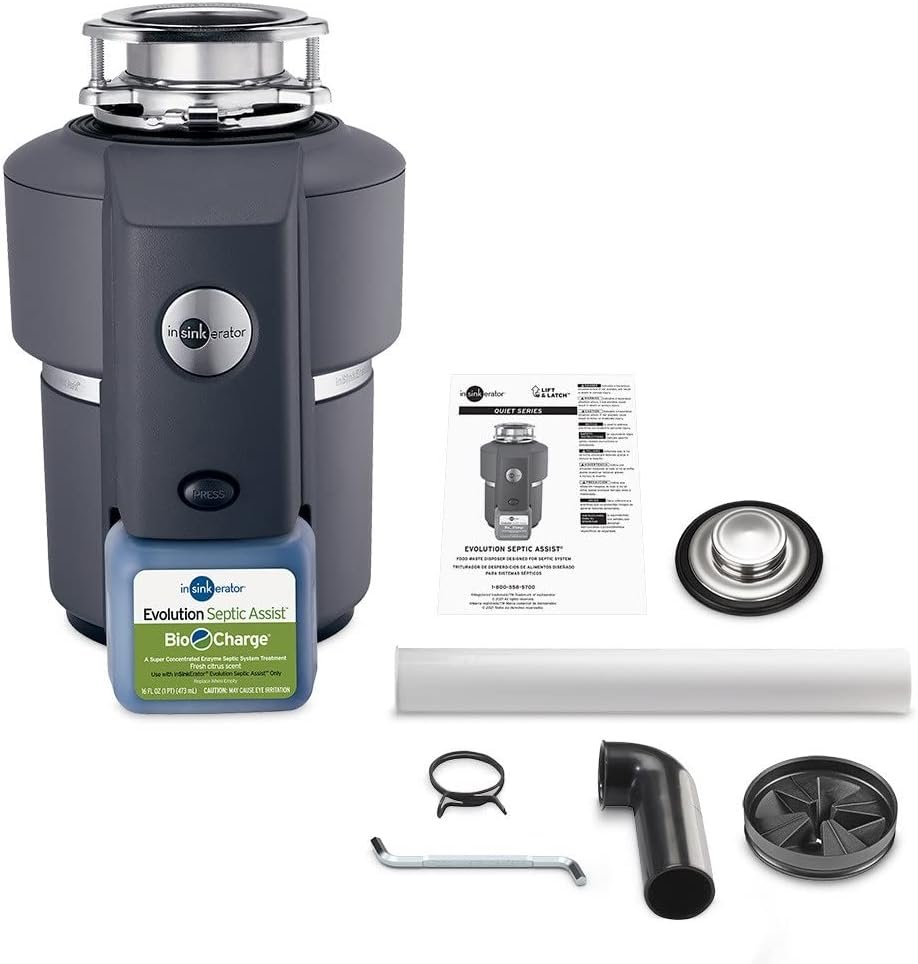 InSinkErator Evolution Septic Assist 3/4 HP Household Garbage Disposal  CG Evolution Septic Assist Bio Charge Replacement Cartridge, 16-Ounces, Blue, 12 Ounce