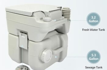 JAXPETY 5.3 Gallon Porta Potty Travel Portable Camping Toilet for RV, Boating, Road Trips, Caravan, Campsite, Hospital(20L Gray)
