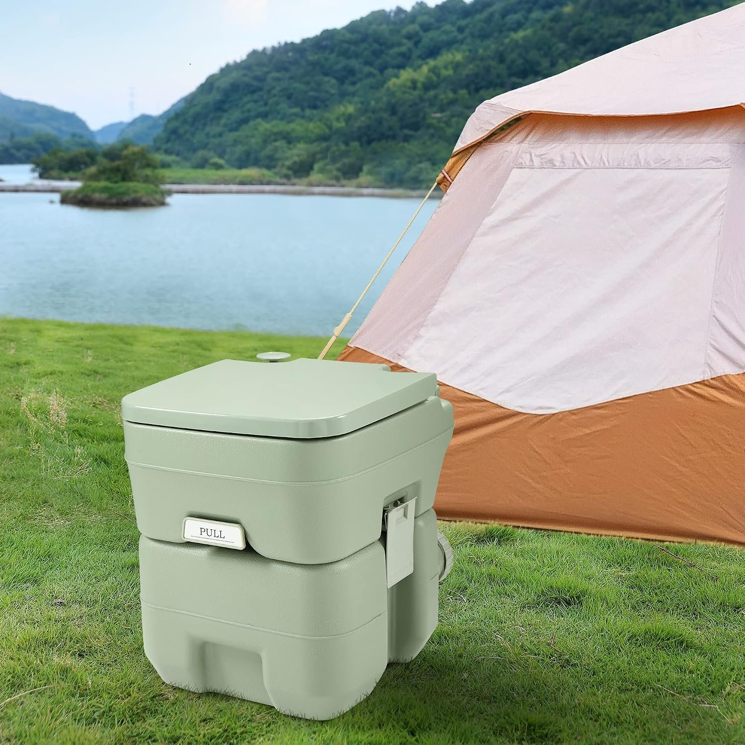 JAXPETY 5.3 Gallon Porta Potty Travel Portable Camping Toilet for RV, Boating, Road Trips, Caravan, Campsite, Hospital(20L Gray)