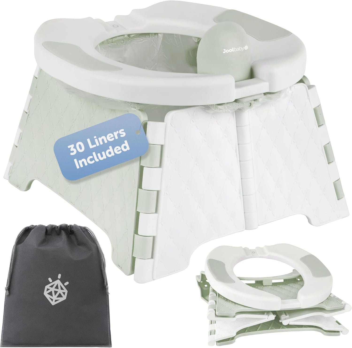 Jool Baby Portable Potty Training Chair with Travel Bag and Liners, Foldable, Indoor/Outdoor Use, Camping (Gray)