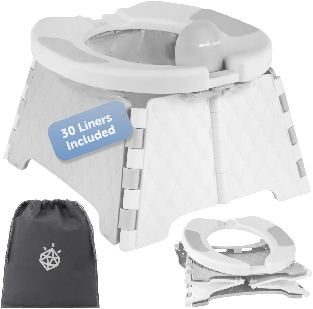 Jool Baby Portable Potty Training Chair with Travel Bag and Liners, Foldable, Indoor/Outdoor Use, Camping (Gray)