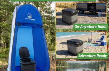 Large Portable Toilet for Adults – 400lb Capacity Portable Camping Toilet for Adults with Lid – Folding Travel Potty for Car Roadtrip, Beach, Camp or Emergency – Camping Essentials by Wakeman Outdoors