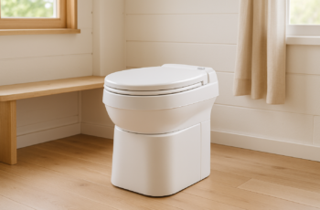 Laveo Dry Flush Toilet – Waterless, Portable, Self Contained and Easier to Use than an Incinerating or Composting Toilet. Great for Tiny Homes, Vans, Boats, Camping, RVs and Off Grid, LDPE, White