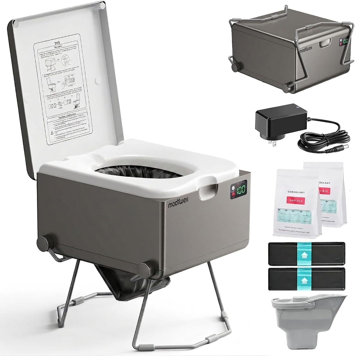 LE-310 Compact Dry Flush Toilet for Van Life and Off-Grid, Gray LE-310 Compact Dry Flush Toilet for Van Life and Off-Grid, Gray