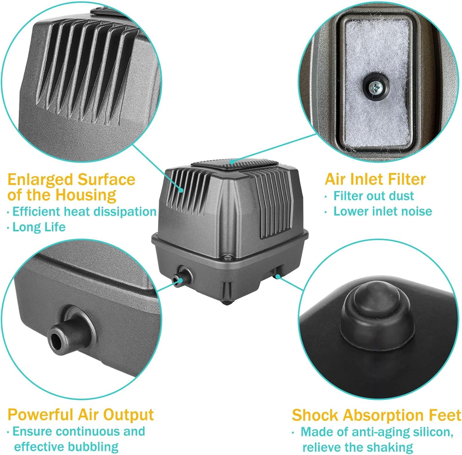 Linear Air Pump for Pond Aeration, Septic  Hydroponic Use, 950GPH, Koi Pond  Aquarium Aerator