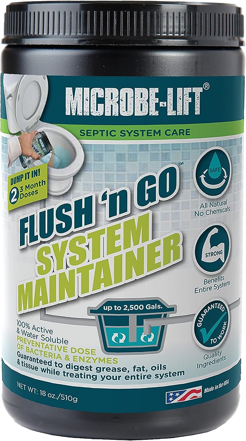 MICROBE-LIFT Septic Tank System Maintainer - 6 Month Supply - Digests Grease, Fats, Oils, and Tissues in Septic Tanks Up to 2,500 Gallons, 18oz