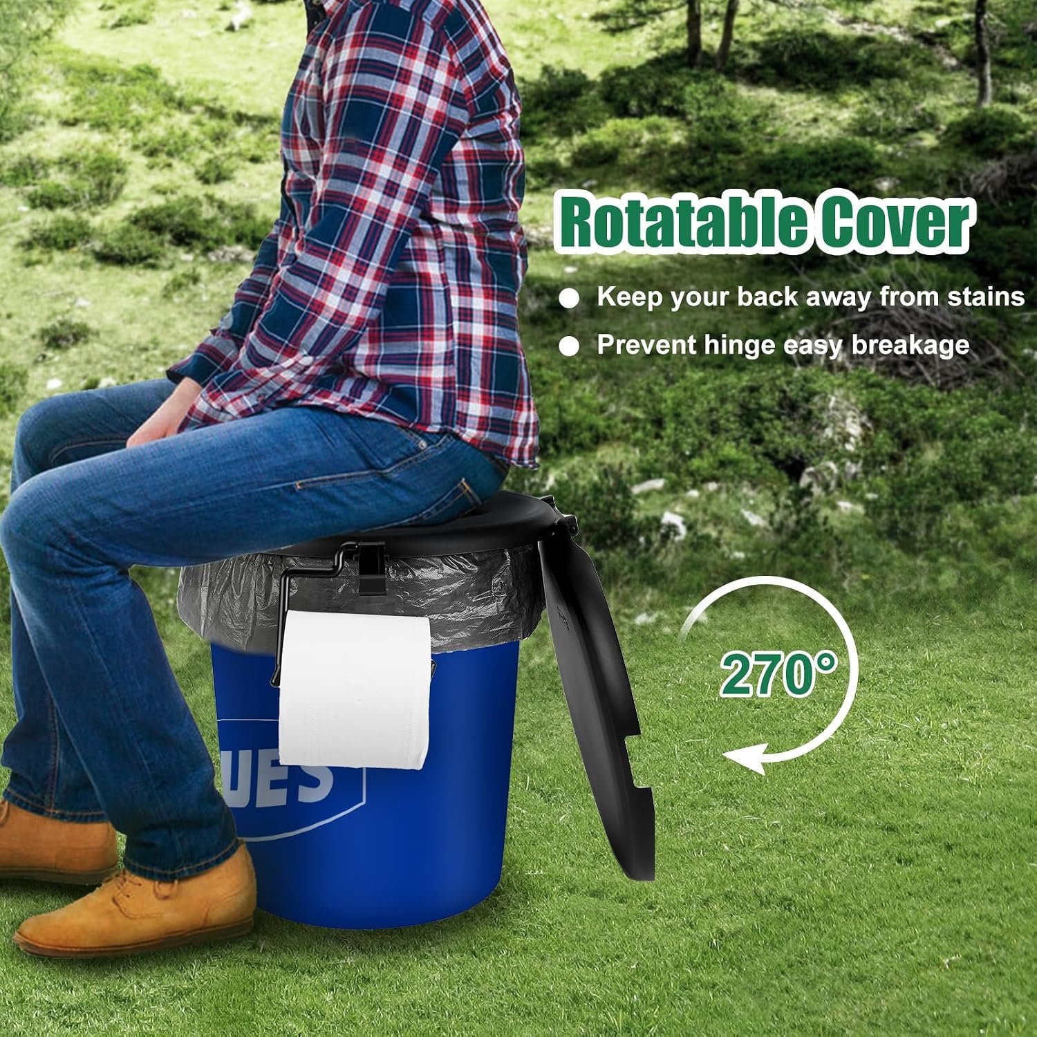 PAHTTO Portable Toilet Seat for Gal Buckets, Camping Toilet Seat with Lid for Adults, Snap-on Toilet Seat with Storage Bags and Disposable Toilet Bags, Camping, Hiking, Emergency, Car, Boat