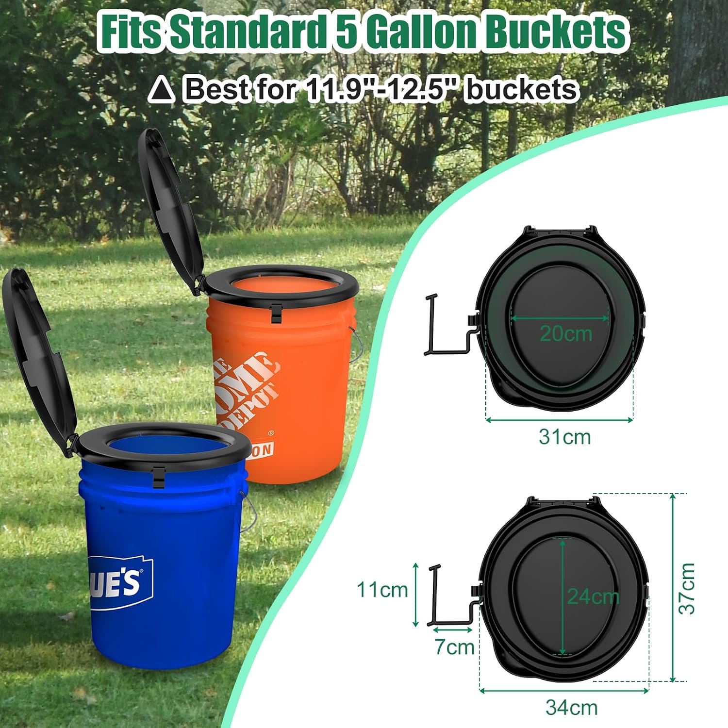 PAHTTO Portable Toilet Seat for Gal Buckets, Camping Toilet Seat with Lid for Adults, Snap-on Toilet Seat with Storage Bags and Disposable Toilet Bags, Camping, Hiking, Emergency, Car, Boat