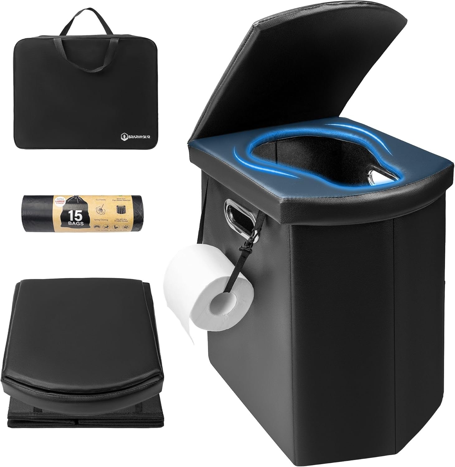 Portable Camping Toilet for Adults with Handbag, 17.5 Extra Tall Portable Camping Toilet for Adults with Handbag, 17.5 Extra Tall