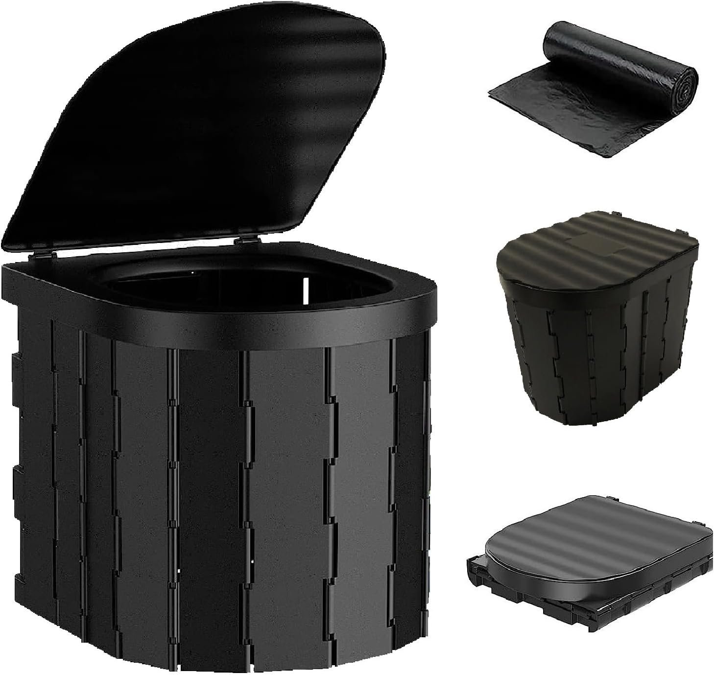Portable Camping Toilet, Porta Potty for Adults Folding Camp Toilet with Lid, Composting Toilets for Hiking, Camping, Car, Waterproof Porta Potty, Car Camping Essentials