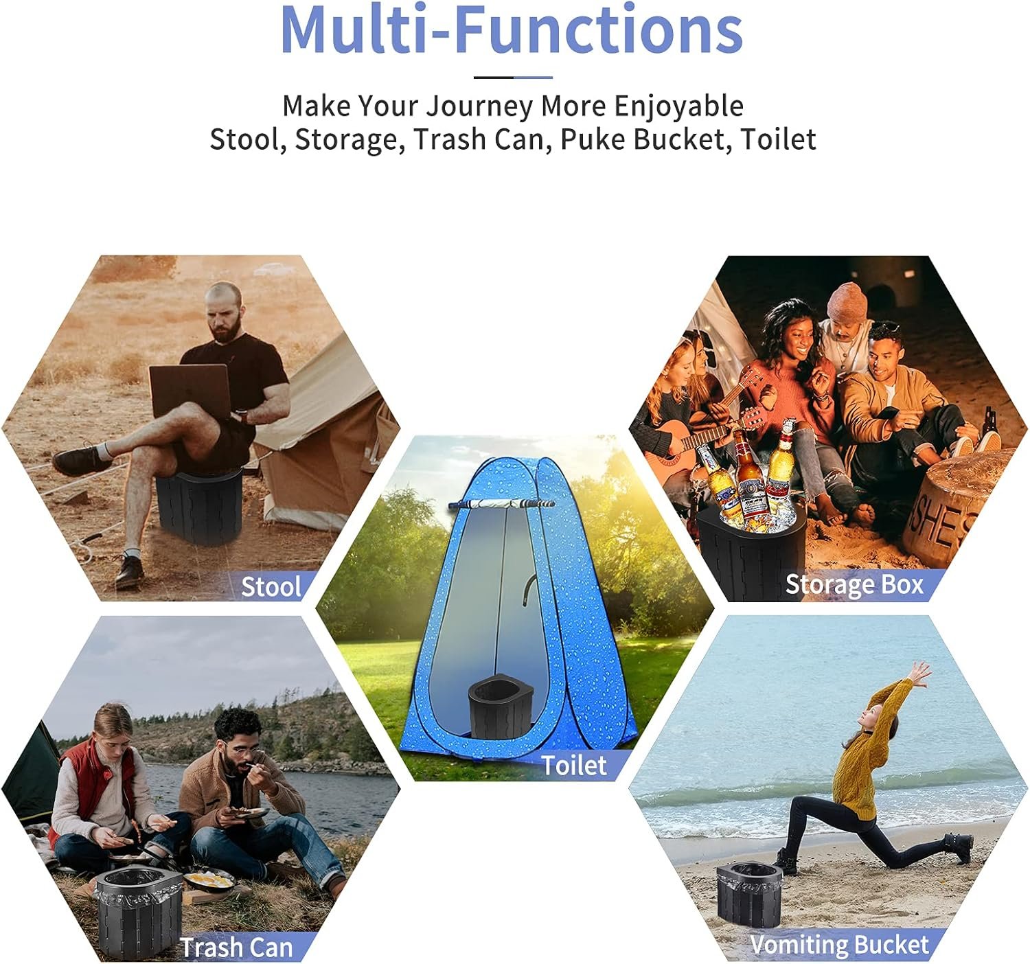 Portable Toilet for Camping, Potty Adults, Porta Travel Commode Bucket Car, Travel, Outdoor, Hiking, Backpack, Trips, Tent, Boat, Beach, Traffic Jam, Home Portable Toilet for Camping, Potty Adults, Porta Travel Commode Bucket Car, Travel, Outdoor, Hiking, Backpack, Trips, Tent, Boat, Beach, Traffic Jam, Home