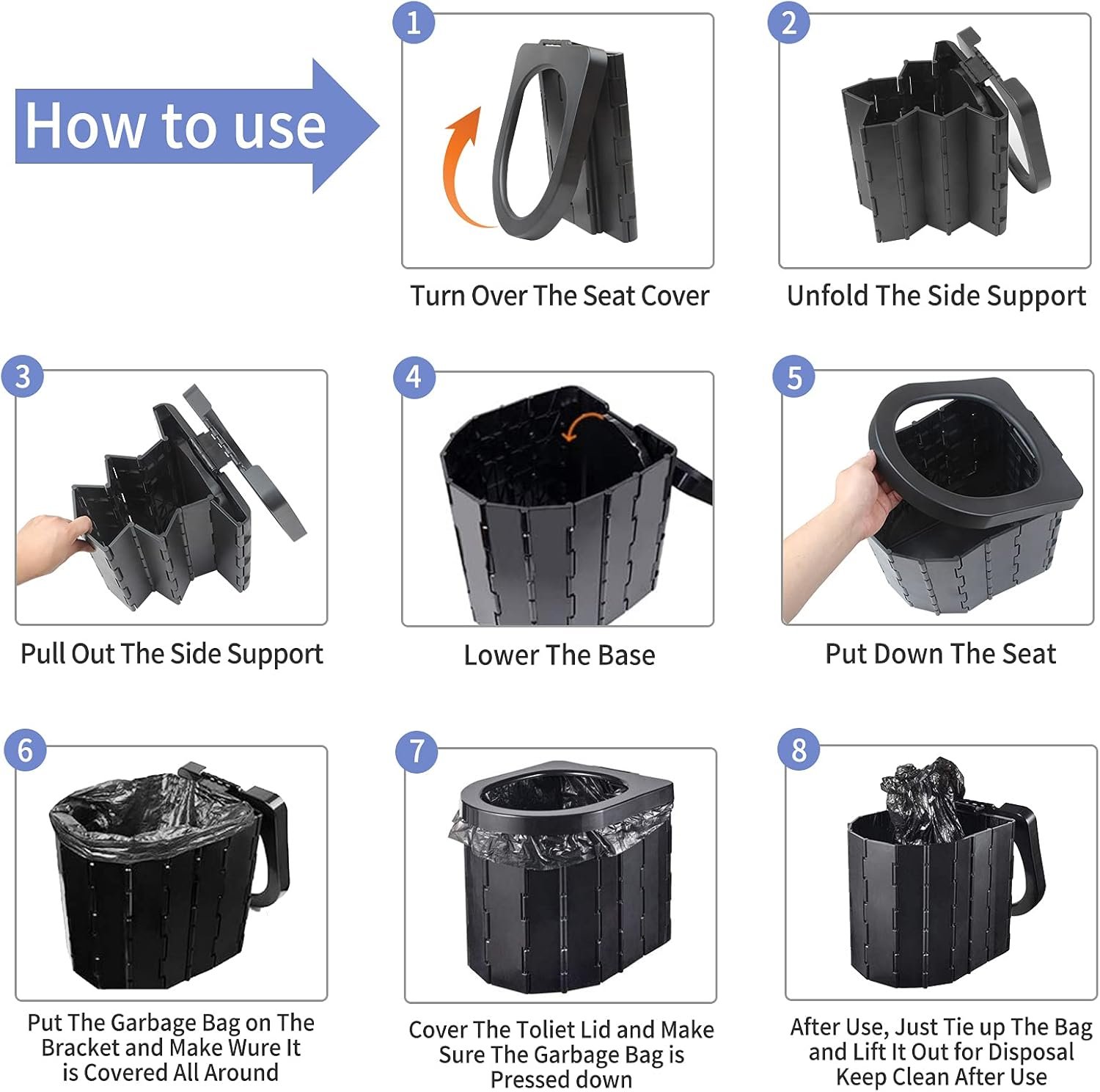 Portable Toilet for Camping, Potty Adults, Porta Travel Commode Bucket Car, Travel, Outdoor, Hiking, Backpack, Trips, Tent, Boat, Beach, Traffic Jam, Home Portable Toilet for Camping, Potty Adults, Porta Travel Commode Bucket Car, Travel, Outdoor, Hiking, Backpack, Trips, Tent, Boat, Beach, Traffic Jam, Home