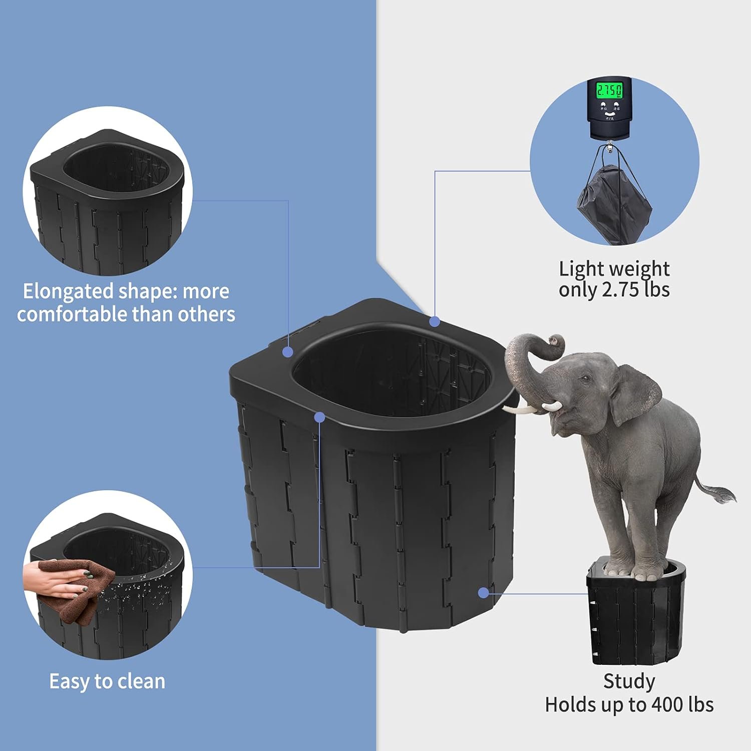 Portable Toilet for Camping, Potty Adults, Porta Travel Commode Bucket Car, Travel, Outdoor, Hiking, Backpack, Trips, Tent, Boat, Beach, Traffic Jam, Home Portable Toilet for Camping, Potty Adults, Porta Travel Commode Bucket Car, Travel, Outdoor, Hiking, Backpack, Trips, Tent, Boat, Beach, Traffic Jam, Home