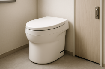 R1808 Fixed RV Dry Flush Toilet, Waterless Rechargeable, White