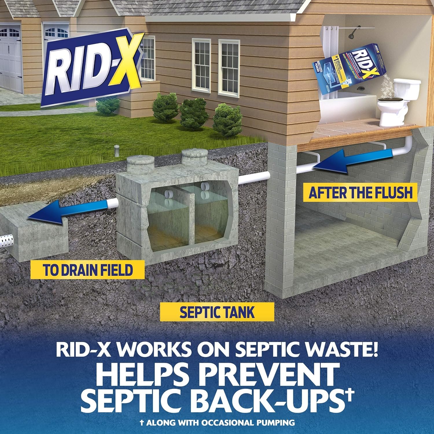 Rid-X Septic Tank System Treatment Powder, 19.6 Ounce
