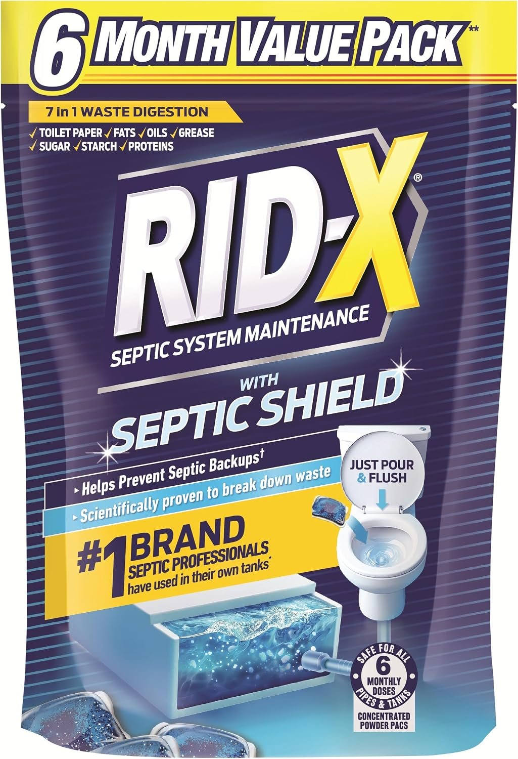 RID-X Septic Tank Treatment Pods – Month Supply, Dual Action Enzymes to Break Down Waste Stop Backups RID-X Septic Tank Treatment Pods – Month Supply, Dual Action Enzymes to Break Down Waste Stop Backups