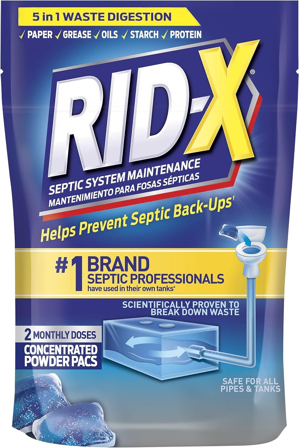 RID-X Septic Treatment, 2 Month Supply Of Septi-Pacs, 2.1 Ounce (Pack of 1)