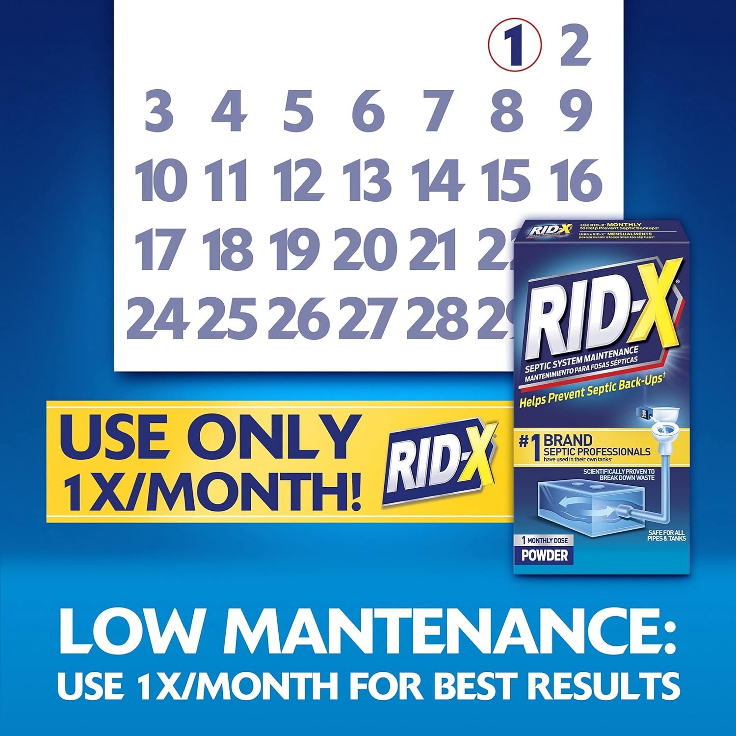 RID-X Septic Treatment, 4 Month Supply Of Powder, 39.2 oz