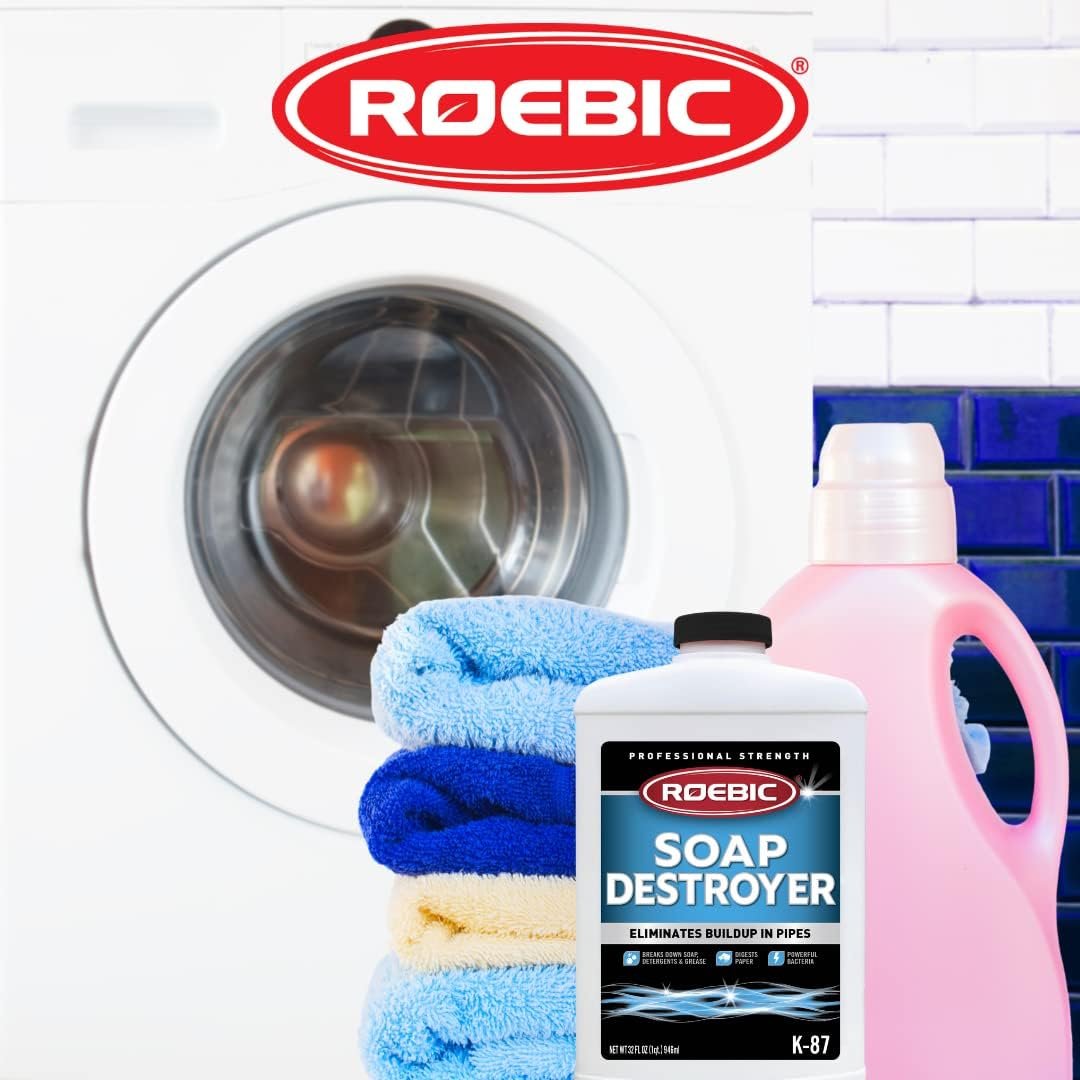 Roebic K-57-Q Septic System Cleaner, 32 Ounces  K-87 Soap Destroyer, Exclusive Bacteria Eliminates Buildup in Septic Tank Pipes, 32 Ounces