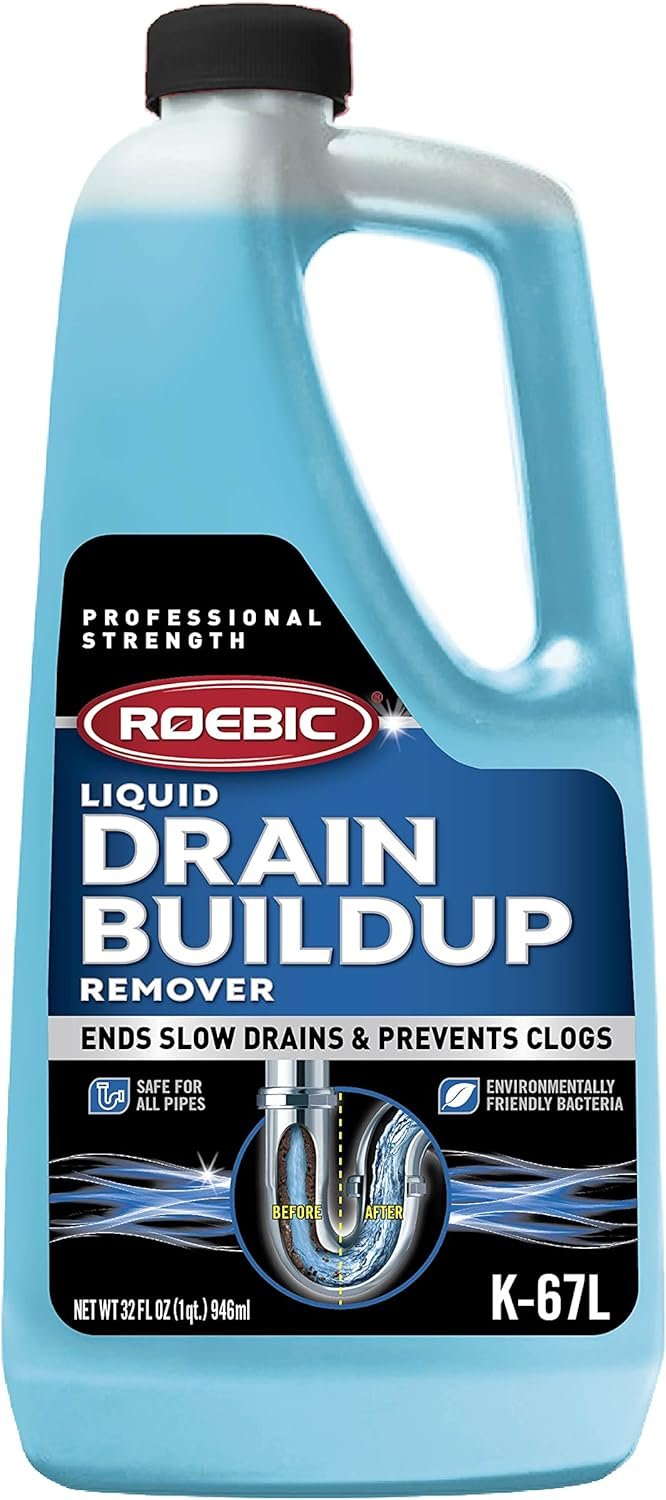 Roebic Liquid Drain Buildup Remover, Exclusive Bacteria Ends Slow Drains and Prevents Clogs, 32 Ounces (K-67L-Q)