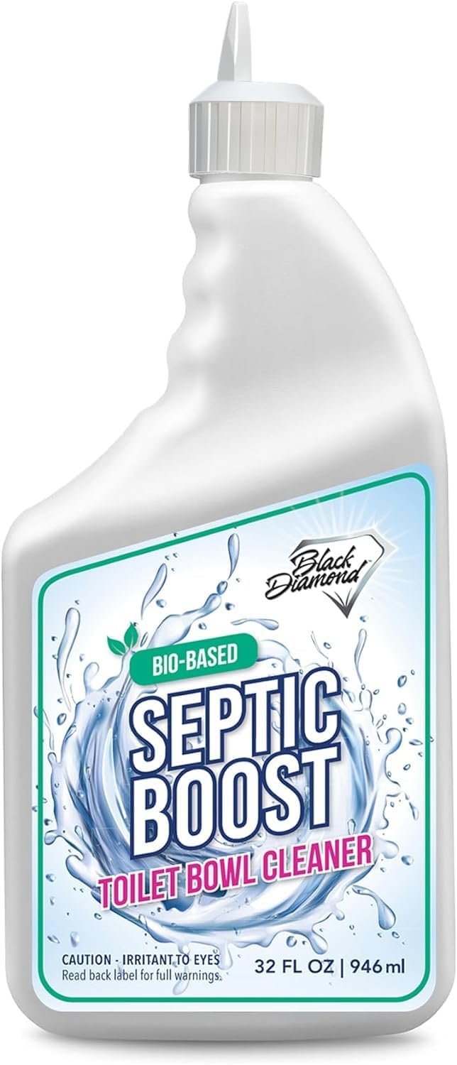 Septic Safe Toilet Bowl Cleaner - Septic Boost Acid-Free Toilet Cleaner with Enzymes for Septic Tank Treatment - Effective Cleaning  Deodorizing Bio-Based Liquid Toilet Bowl Cleaner (1-Quart)