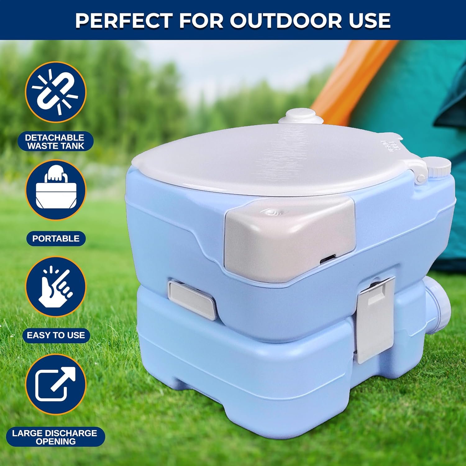 SereneLife Gal Portable Camping Toilet For Adults, 100+ Flushes, Porta Potty Camp Toilet with Phone Holder, Hand Sprayer, Plastic Funnel for Camping, Hiking, and Boating SereneLife Gal Portable Camping Toilet For Adults, 100+ Flushes, Porta Potty Camp Toilet with Phone Holder, Hand Sprayer, Plastic Funnel for Camping, Hiking, and Boating