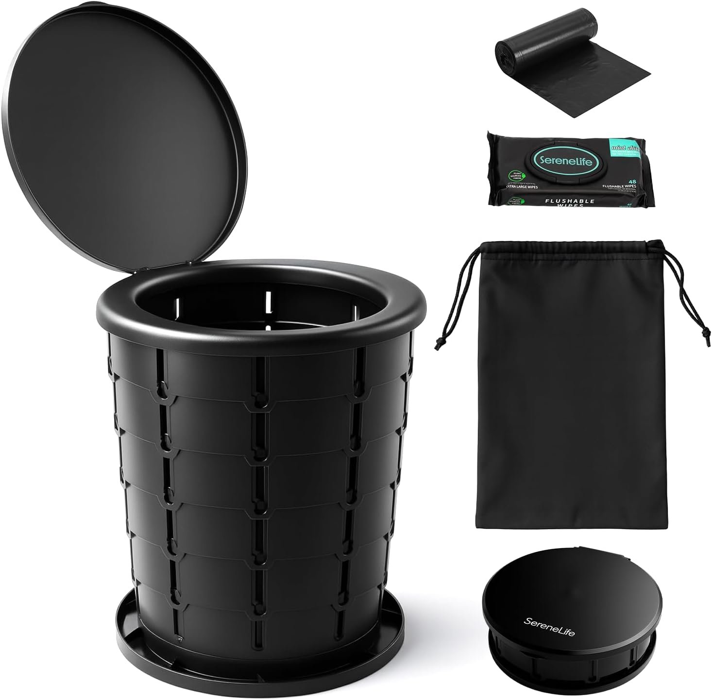 SereneLife Gal Portable Camping Toilet For Adults, 100+ Flushes, Porta Potty Camp Toilet with Phone Holder, Hand Sprayer, Plastic Funnel for Camping, Hiking, and Boating SereneLife Gal Portable Camping Toilet For Adults, 100+ Flushes, Porta Potty Camp Toilet with Phone Holder, Hand Sprayer, Plastic Funnel for Camping, Hiking, and Boating