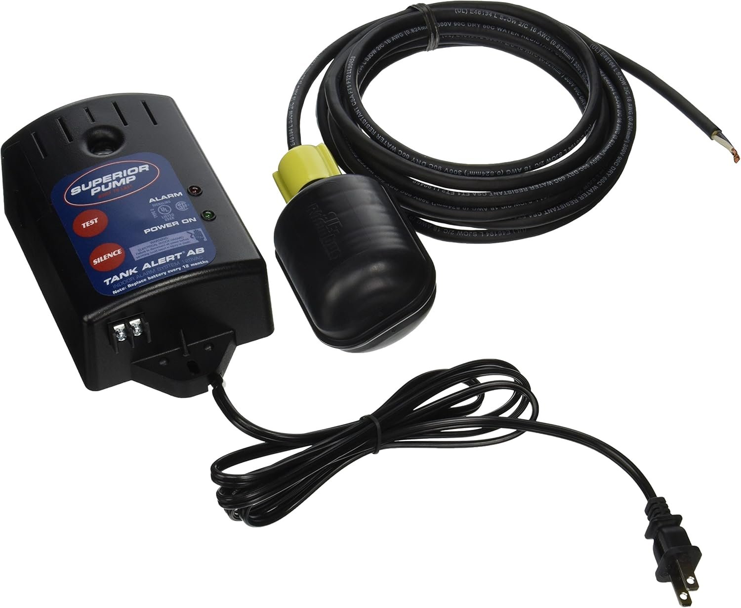 Superior Pump 92060 Sump Alarm System with 15-Foot Tethered Float Switch , Black