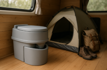 TRELINO Composting Toilet Evo S Gray, Portable Toilet for Camping & Outdoor, Odorless, 1.2 gal & 1.6 gal Capacity, 13 x 15.4 x 11.7 inches